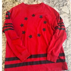 BLEECKER & MERCER SPORTS REC CLUB Red Black Star 5 Long Sleeve Sweatshirt Medium